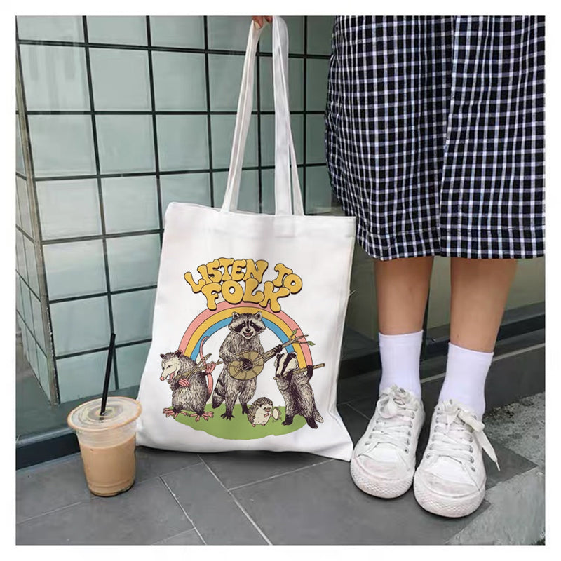 Shopping Bag Funny Cute Cartoon Cat Pattern