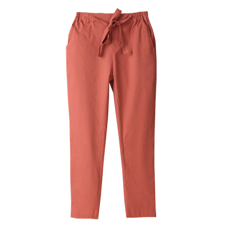 Loose Cotton And Linen Cropped Trousers