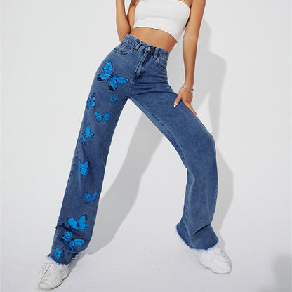 Butterfly Straight Tube Dark Blue Trousers