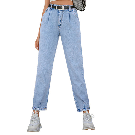 All-match High-waist Ladies Denim Trousers