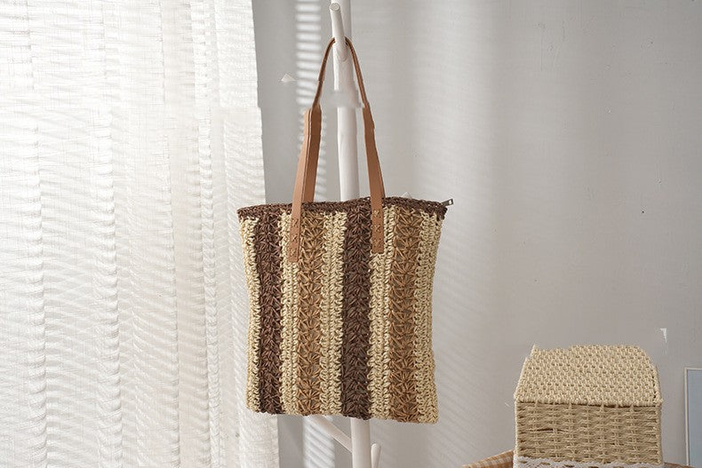 Woven Stripe Straw Bag