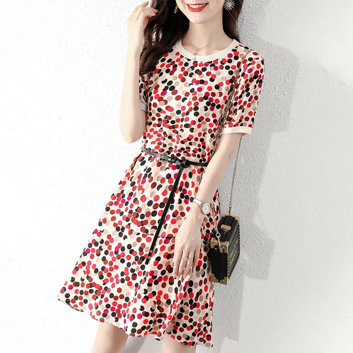 Polka Dot Mid-length Short-sleeved Dress