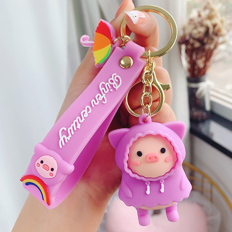 Raincoat Piggy Cute Cartoon Keychain