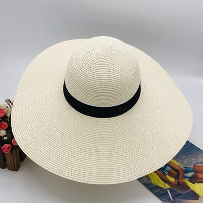 Seaside Travel Sunshade Sunscreen White Big Brim Hat