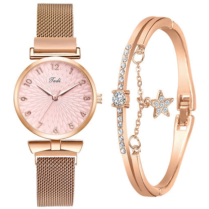 Mesh Band Magnetic Strap Ladies Bracelet Quartz Watch