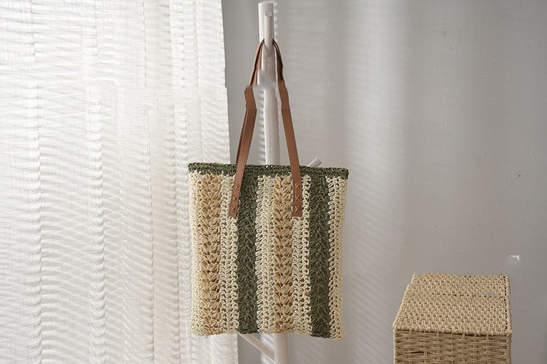 Woven Stripe Straw Bag