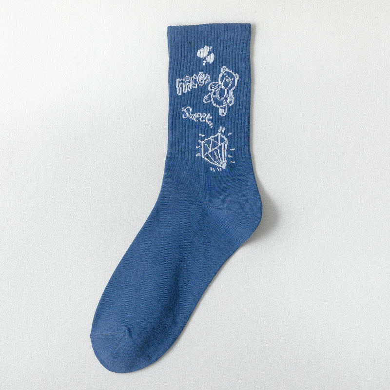 Cute Cartoon Student Blue Series Socks