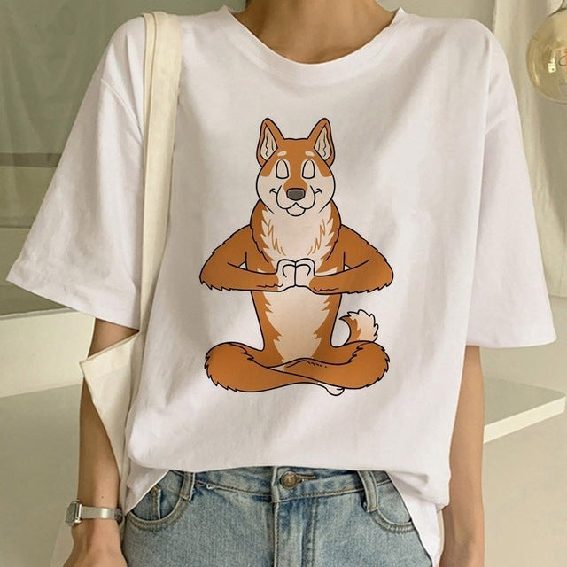 Fashion Shiba Inu Dog Round Neck T-shirt