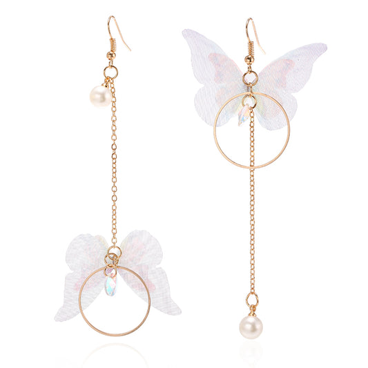 Fairy Yarn Asymmetric Butterfly Long Earring