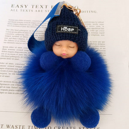 Fur Pendant Sleeping Baby Backpack Pendant