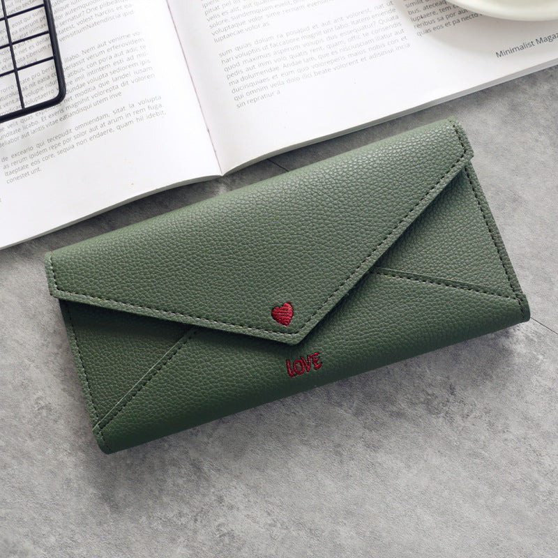 Long Heart-shaped Letter Line 2 Fold Multifunctional Wallet