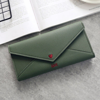 Long Heart-shaped Letter Line 2 Fold Multifunctional Wallet