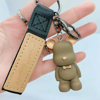 Resin Bow Tie Bear Doll Keychain