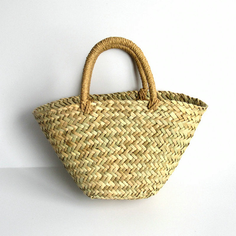 Portable Straw Bag Braided Diagonal Triangle In Grass