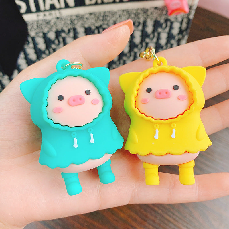 Raincoat Piggy Cute Cartoon Keychain