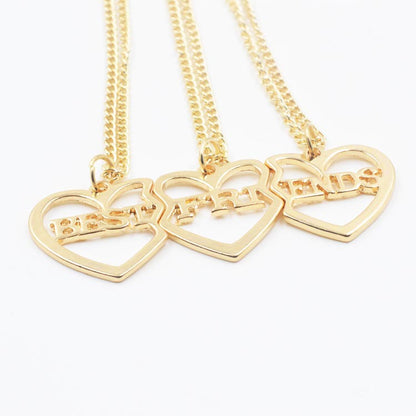 Golden Three Petals Heart-shaped Stitching Necklace