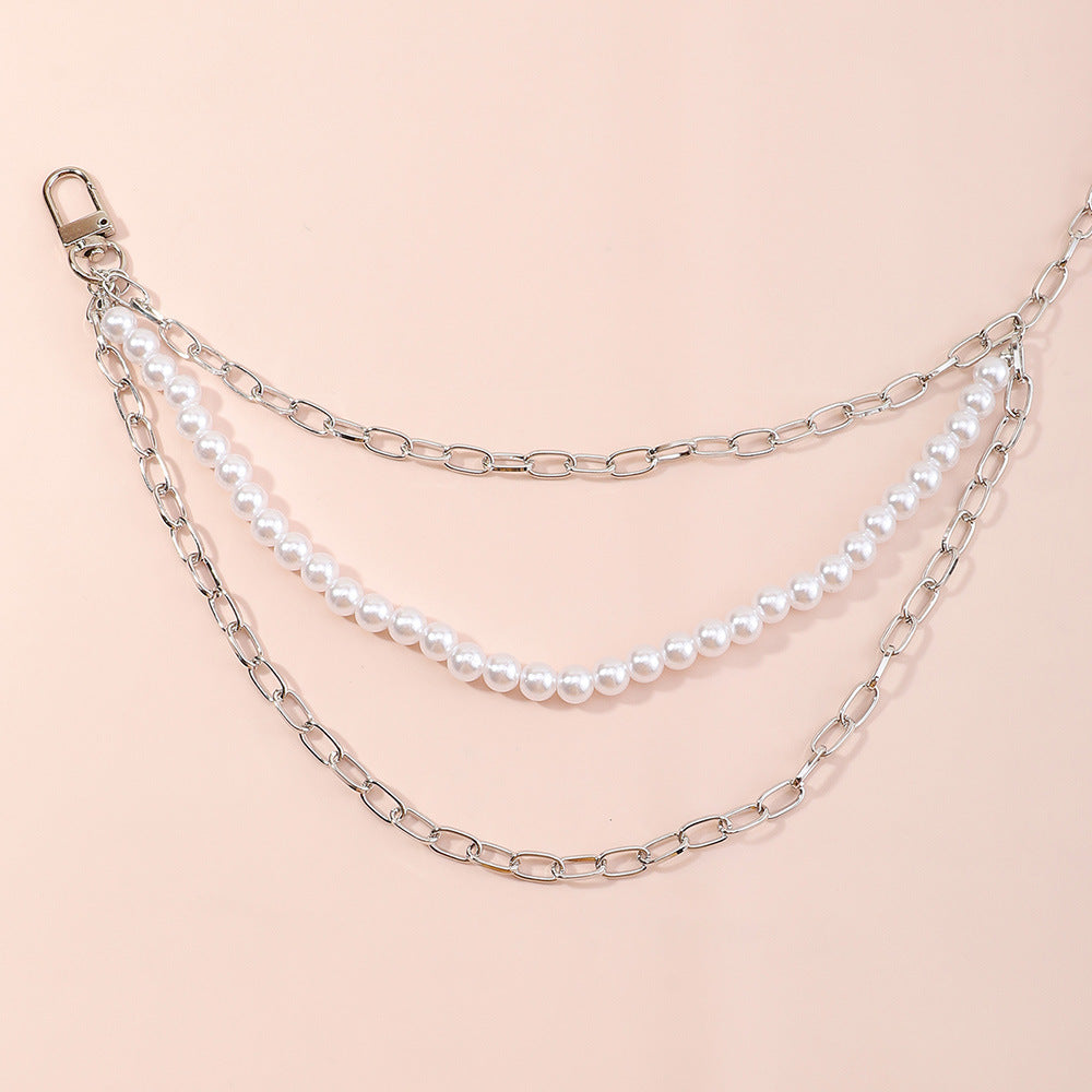 Fashion All-match Personality Simple Pearl Yoga Waist Chain