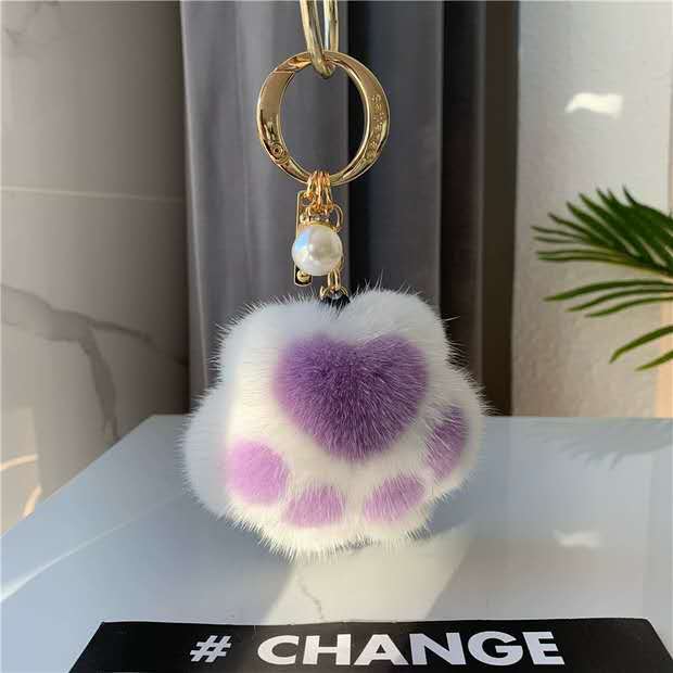 Cat's Claw Fur Ornaments Real Plush Bag Car Key