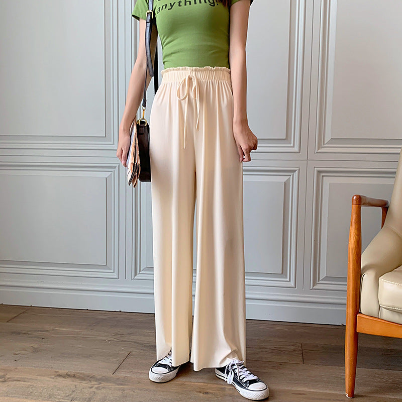 High Waist Loose Casual Ice Silk Wide-leg Pants