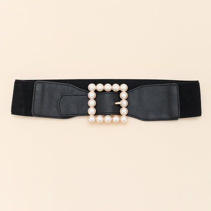 Medium Black Belt With Square Metal Studs For Ladies