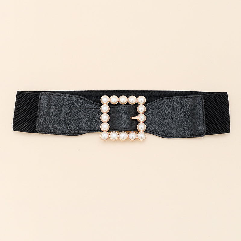 Medium Black Belt With Square Metal Studs For Ladies