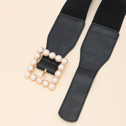 Medium Black Belt With Square Metal Studs For Ladies