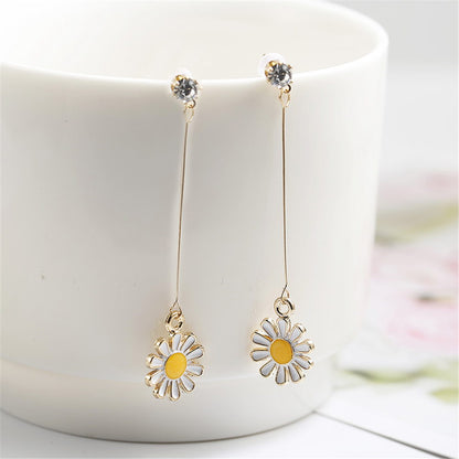 Simple Elegant Flower Ear Line Long Earrings