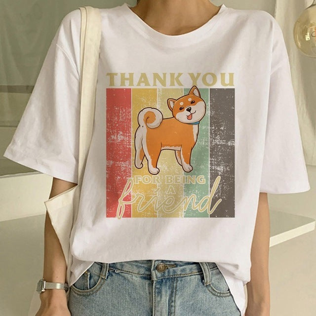 Fashion Shiba Inu Dog Round Neck T-shirt