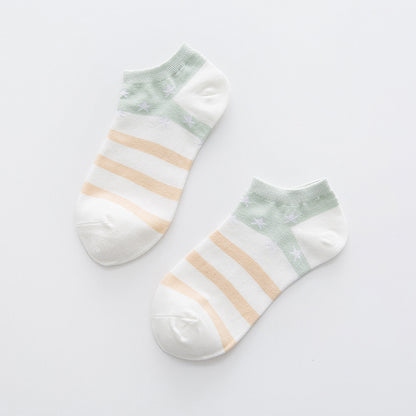 Star Stripe Breathable Low-cut Invisible Cotton Socks