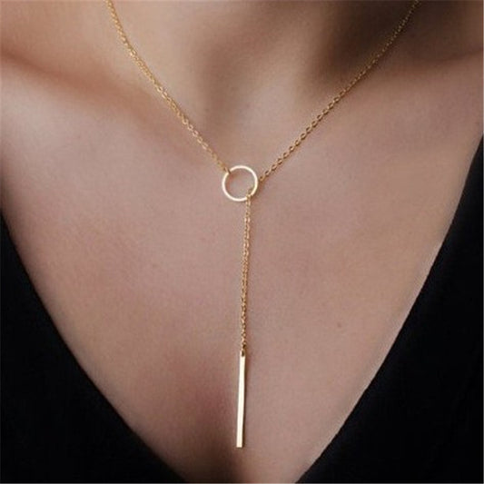 Simple Metal Ring Short Necklace