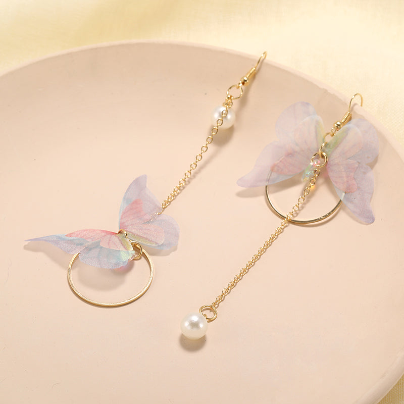 Fairy Yarn Asymmetric Butterfly Long Earring