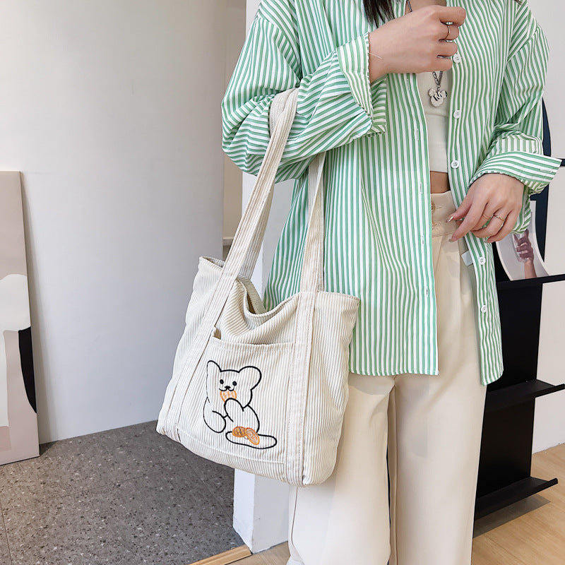 Female Cartoon Embroidered Shoulder Bag Japanese Series