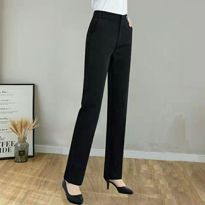 Wide Leg Long Pants Black Professional Straight Pants