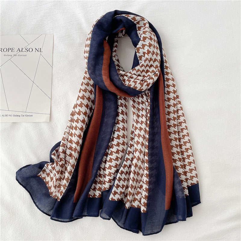 Travel Shawl Geometric Plaid Scarf