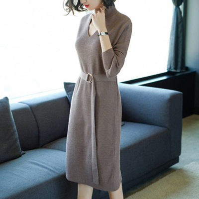 Slim-fit Over-the-knee Mid-length Long-sleeved Sweater