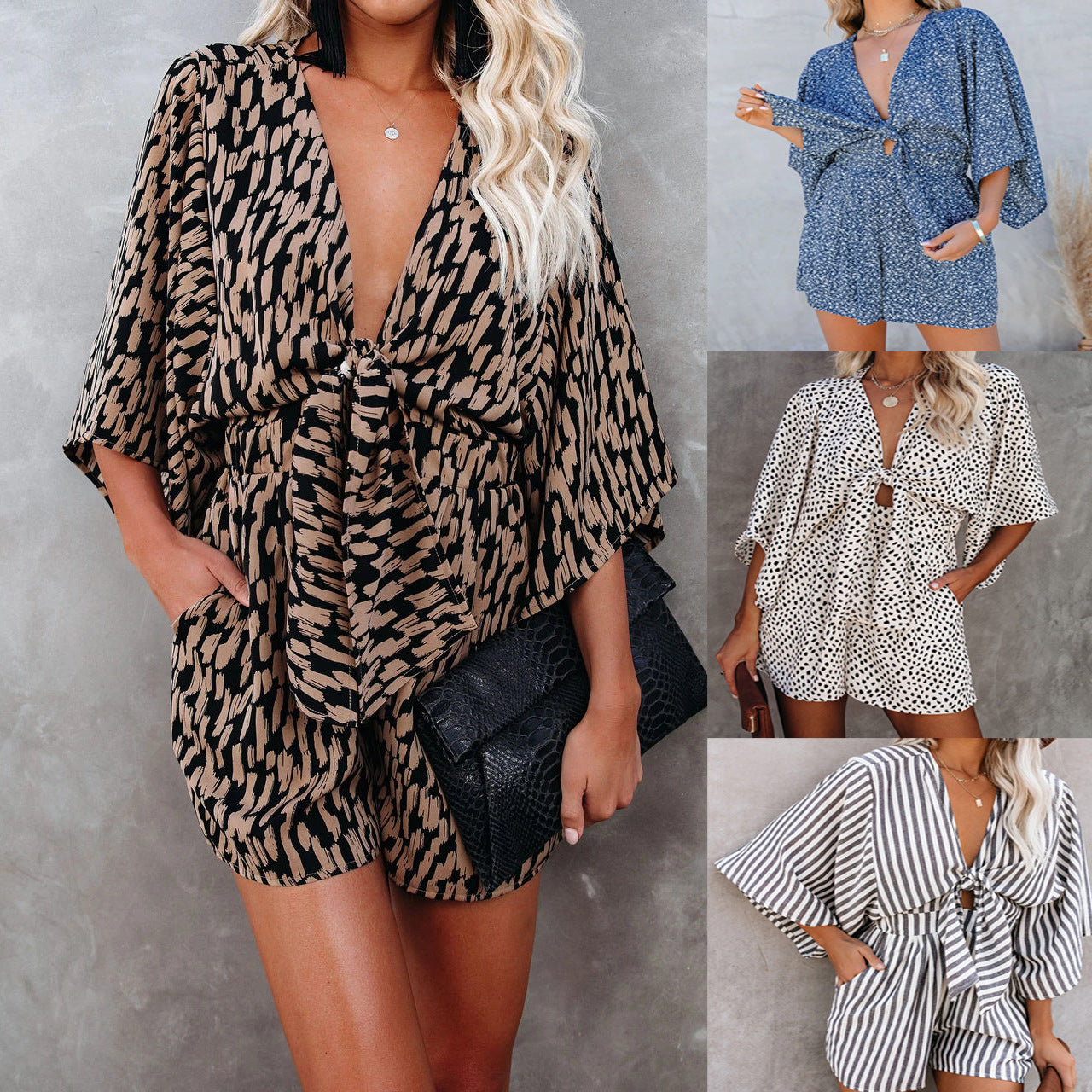 V-Neck Wide Loose Jumpsuit