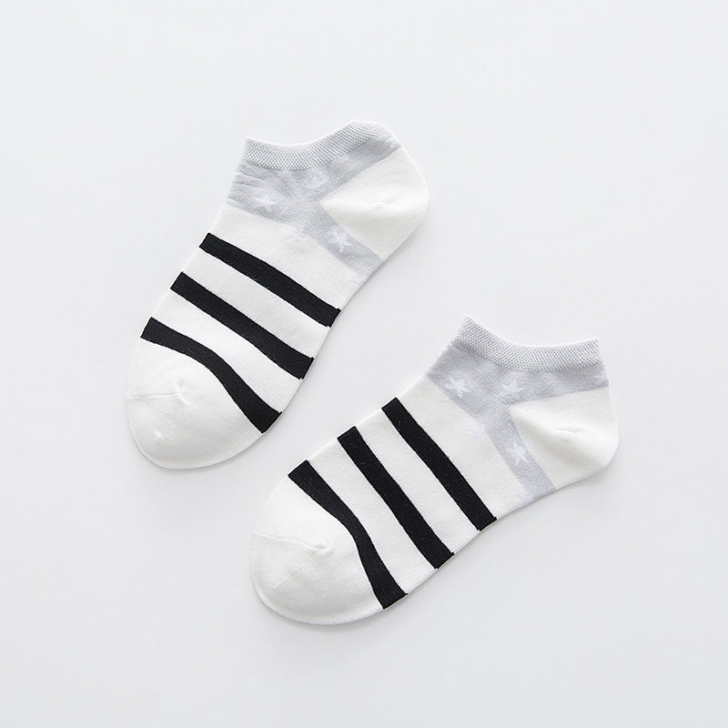 Star Stripe Breathable Low-cut Invisible Cotton Socks