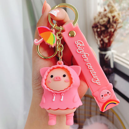 Raincoat Piggy Cute Cartoon Keychain