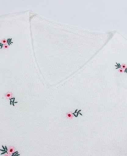 V-neck Pullover Beautifully Embroidered Sweater