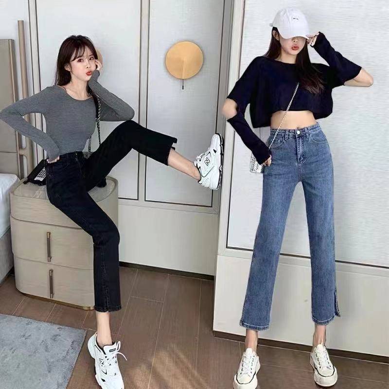 Fashion Thin Split Straight-leg Jeans