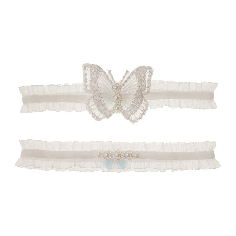 Bridal Garter Embroidered Butterfly Garter Belt Lace Thigh Loop