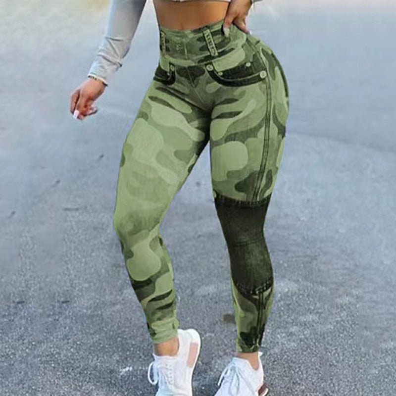 Multicolor Print Camo Slim Fit Butt Lift Yoga Leggings