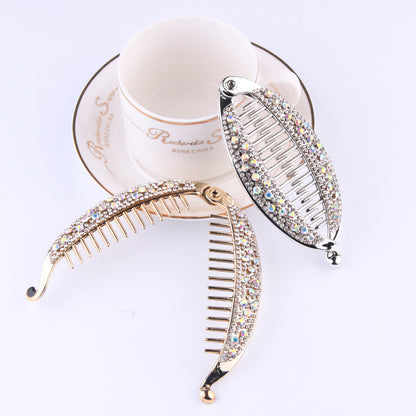 Popular Diamond Rhinestone Electroplating Fish Banana Hair Clip