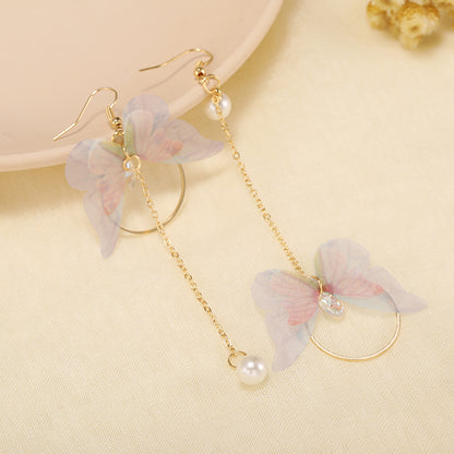 Fairy Yarn Asymmetric Butterfly Long Earring