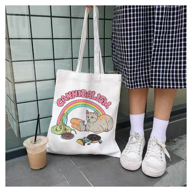 Shopping Bag Funny Cute Cartoon Cat Pattern