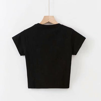 Summer Solid Color Slim-fit Sexy Short Sleeve U-neck T-shirt