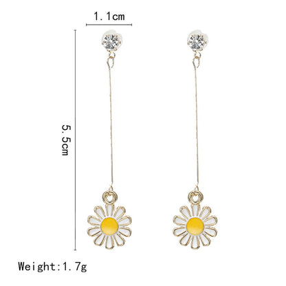 Simple Elegant Flower Ear Line Long Earrings