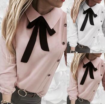 Ladies Style Shirt With Knotted Neckline