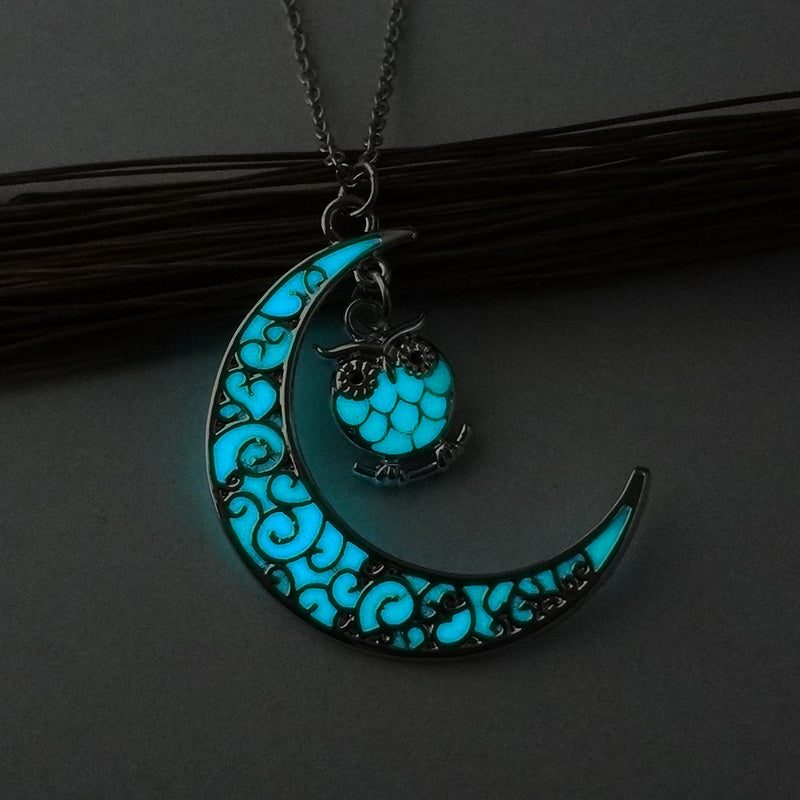 Halloween Multi-colored Moonlit Owl Necklace