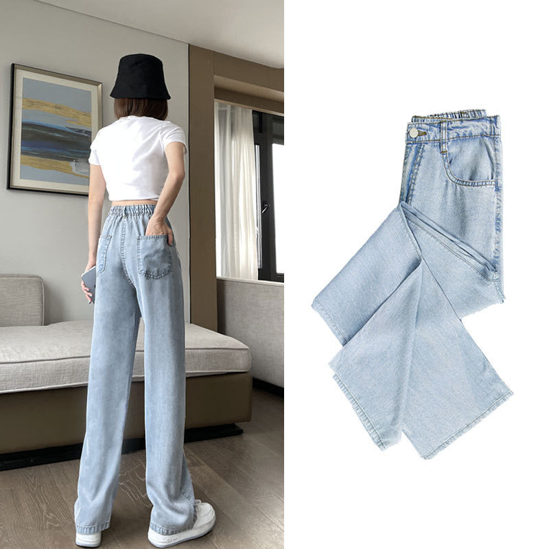 High Waist Draped Straight Loose Ice Silk Wide-leg Pants